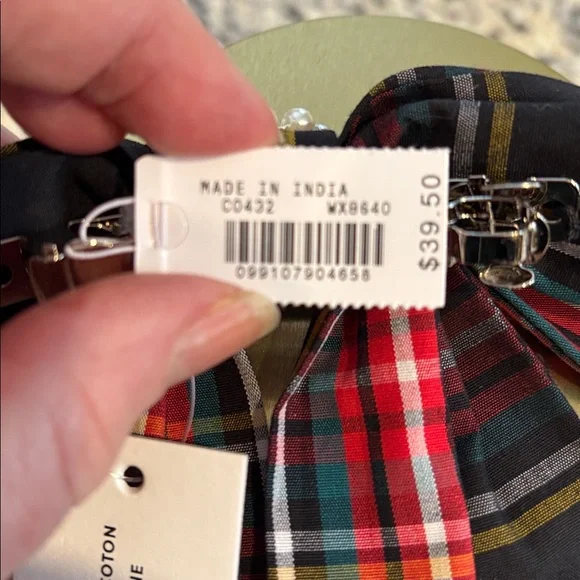 J Crew tartan plaid Rhinestone Accent Hair Barrette - Picture 5 of 9